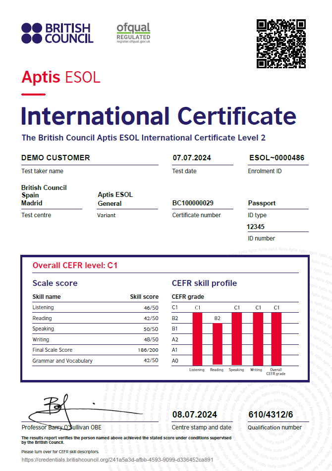 Aptis ESOL International Certificate